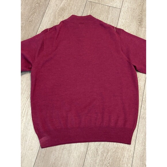 Peter Millar Sweater Mens L Red Argyle 1/4 Zip Pullover Merino Wool Preppy Golf - Picture 6 of 6